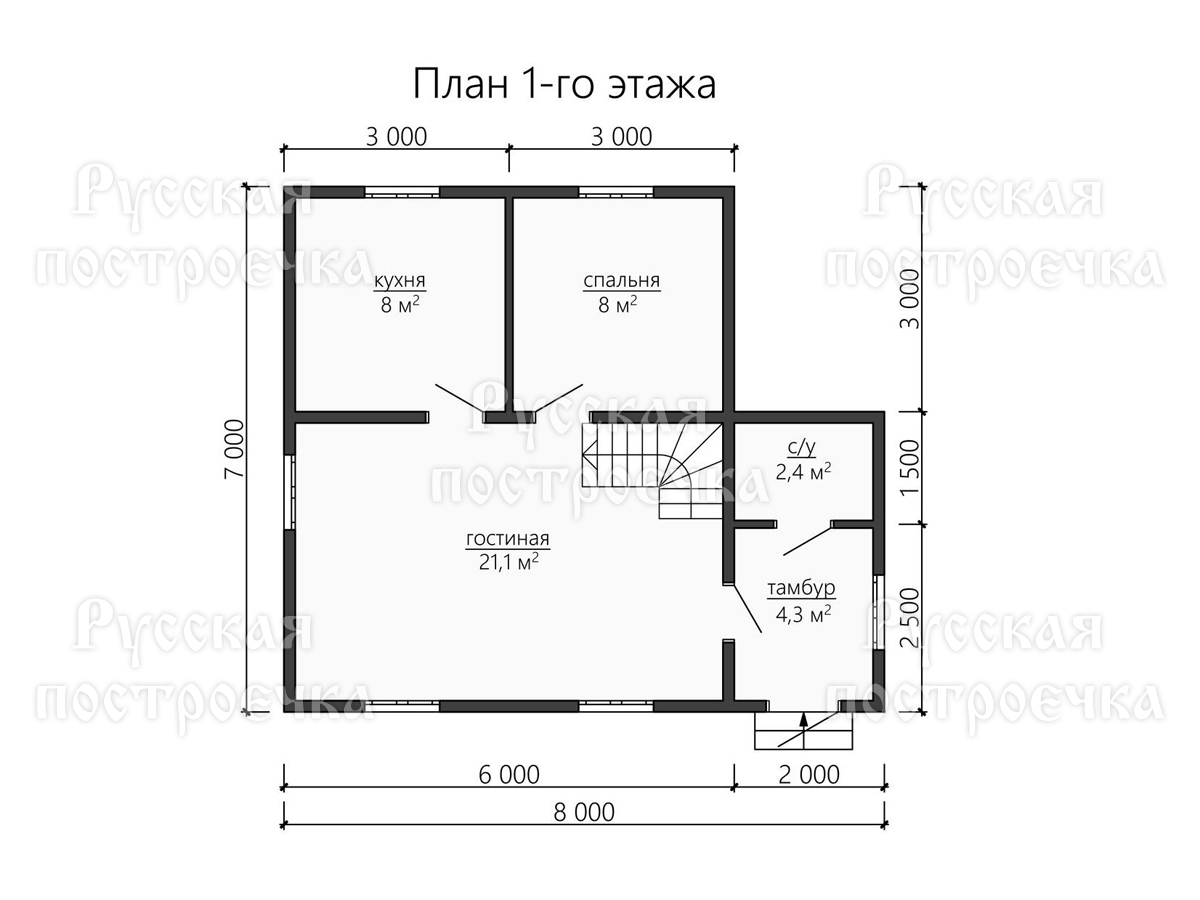 Каркасный дом 8х7 с мансардой, проект КД-56, цены, фото, комплектации - вид 3