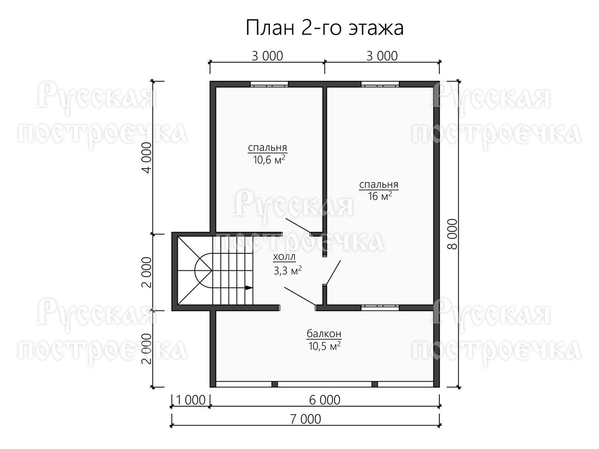 Каркасный дом 8х8 с мансардой, балконом и террасой, проект КД-66, цены, фото, комплектации - вид 4