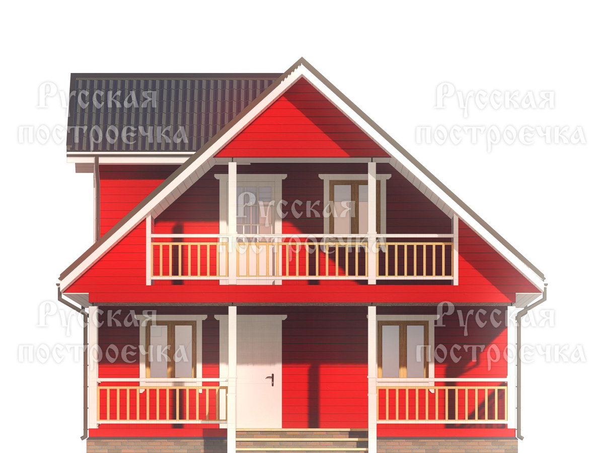 Каркасный дом 8х8 с мансардой, балконом и террасой, проект КД-66, цены, фото, комплектации - вид 5