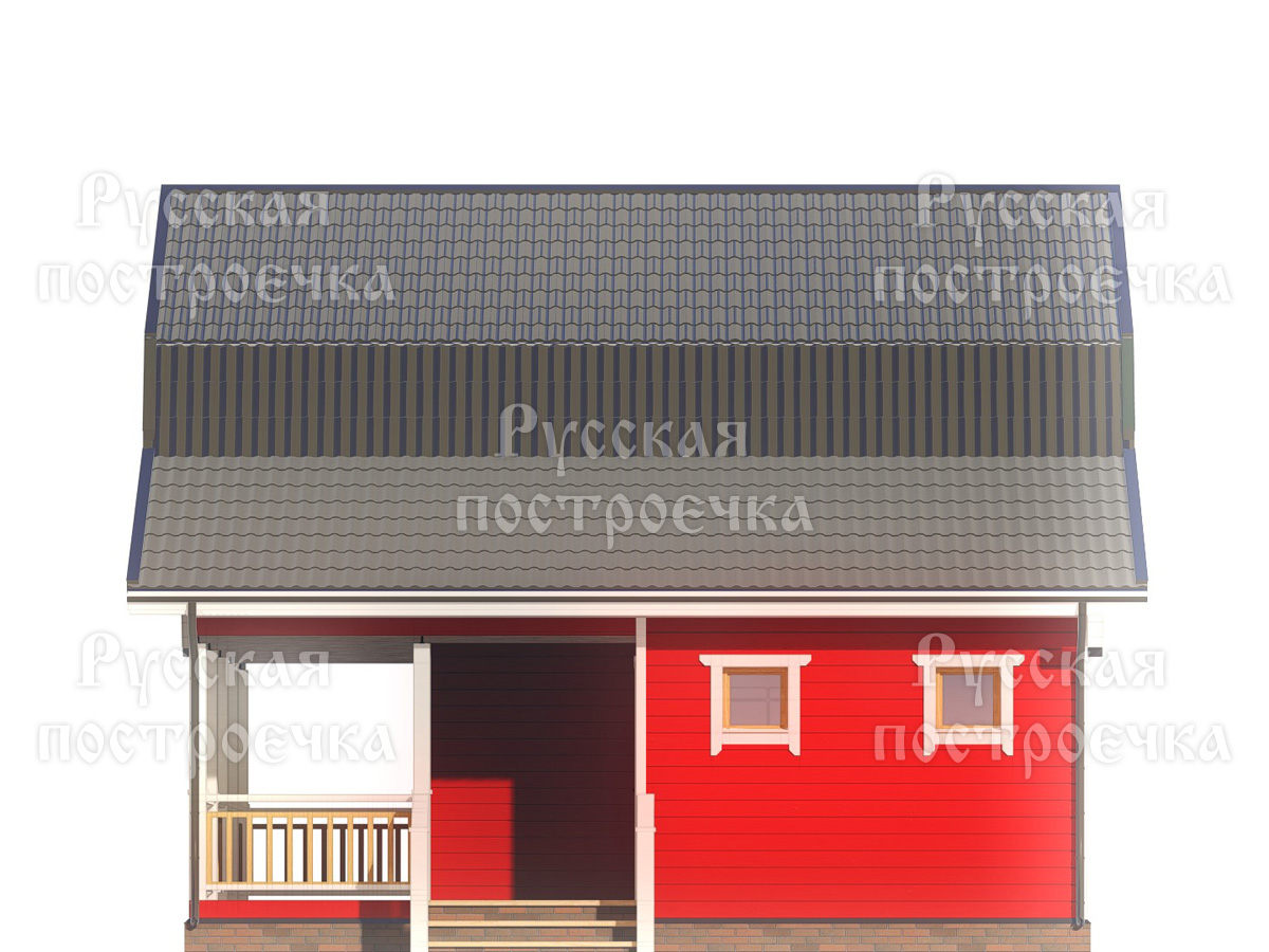 Каркасный дом 8х8 с мансардой и террасой, проект КД-64, цены на строительство, фото, комплектации - вид 6