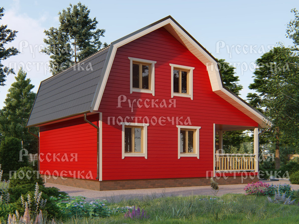 Каркасный дом 9х8 с мансардой и террасой, Проект КД-107 - цены, строительство в Москве и Санкт-Петербурге  - вид 2