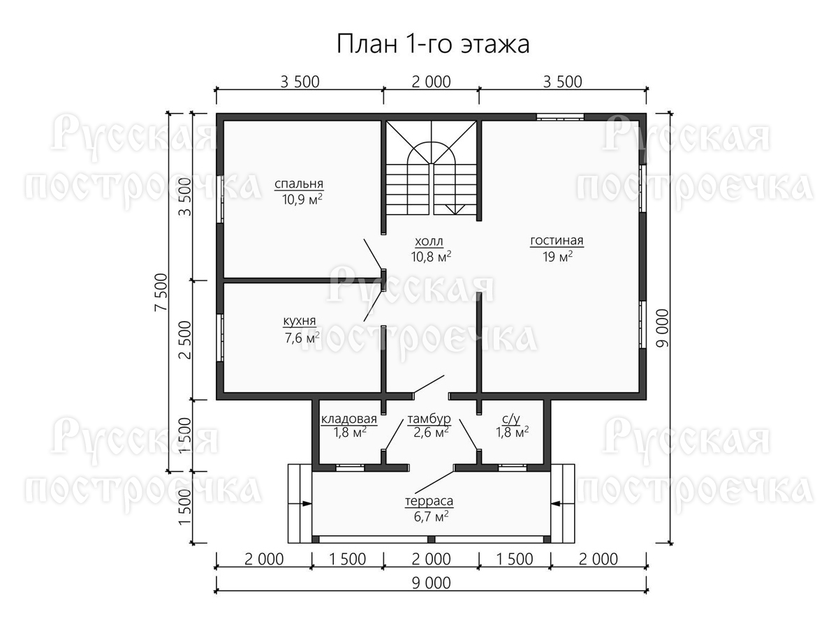 Каркасный дом 9х9 с мансардой и террасой, Проект КД-105 - цены, строительство в Москве и Санкт-Петербурге - вид 3