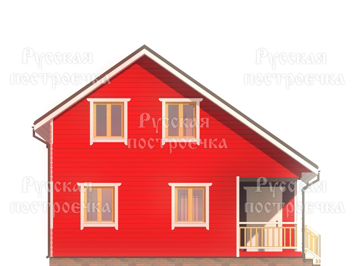 Каркасный дом 8х8 с террасой, проект КД-68, цены на строительство, фото, комплектации - вид 5