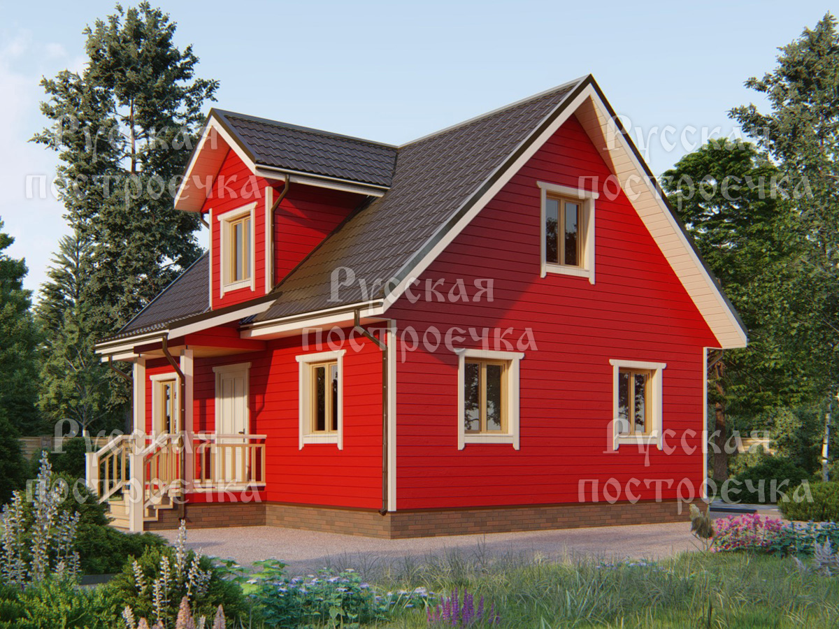 Каркасный дом 9х7 с мансардой и кукушкой, Проект КД-97 - цены, фото, комплектации - вид 1