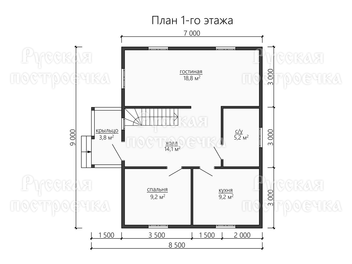 Каркасный дом 9х7 с мансардой, Проект КД-98 - цены, фото, комплектации - вид 3
