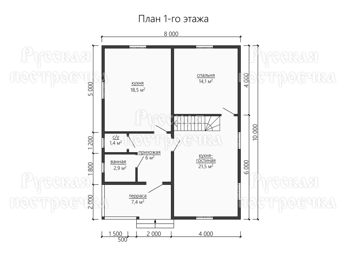 Каркасный дом 10х8 с мансардой и террасой, Проект КД-134 - цены, строительство в Москве и Санкт-Петербурге - вид 3