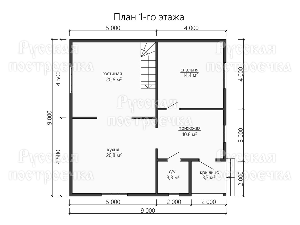 Каркасный дом 9х9 с мансардой и кукушкой, Проект КД-124 - цены, строительство в МСК и СПБ - вид 3