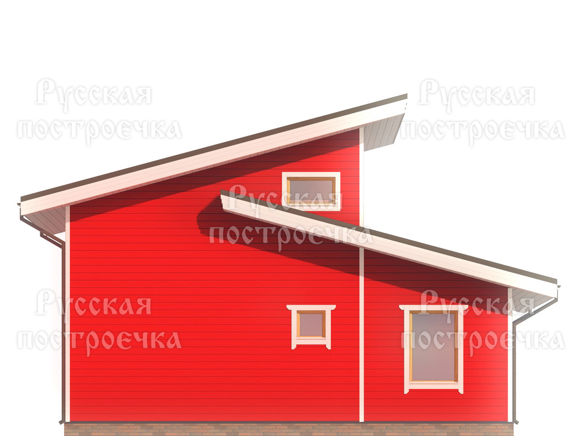 Одноэтажный каркасный дом 9х9 с односкатной крышей и террасой, Проект КД-119 - цены, строительство под ключ - вид 7