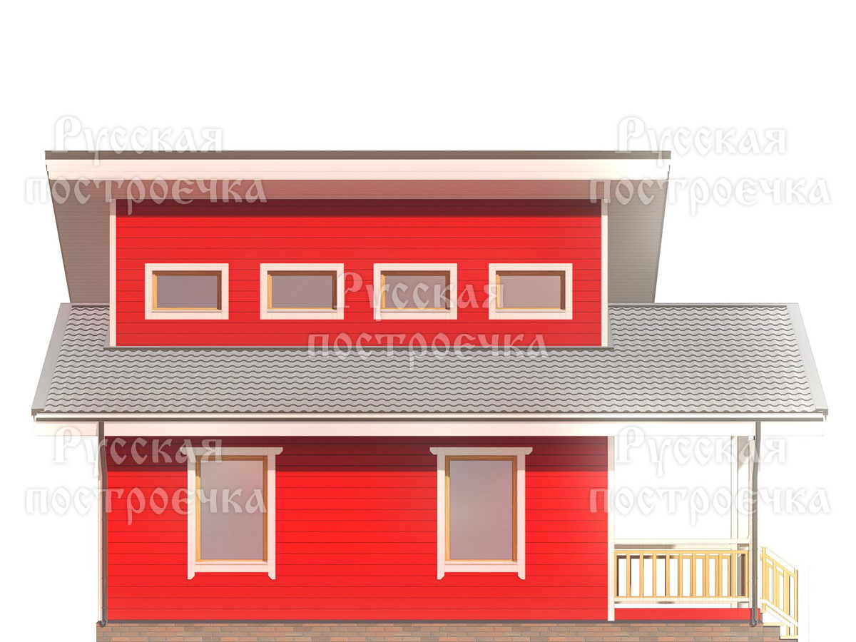 Одноэтажный каркасный дом 9х9 с односкатной крышей и террасой, Проект КД-119 - цены, строительство под ключ - вид 8