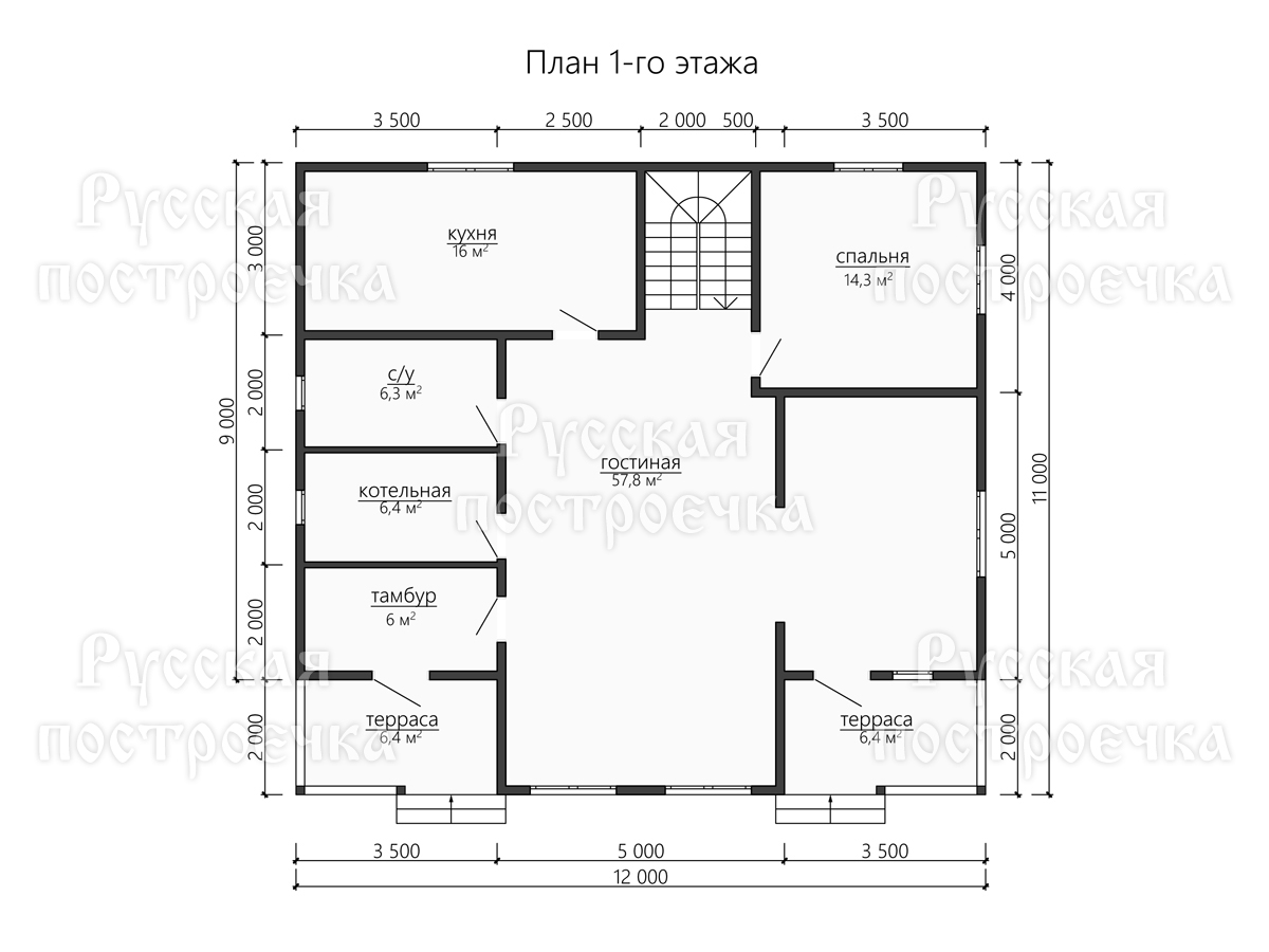 Двухэтажный каркасный дом 12х11 с террасой и балконом, Проект КД-151 - цены, строительство в Москве и Санкт-Петербурге  - вид 3