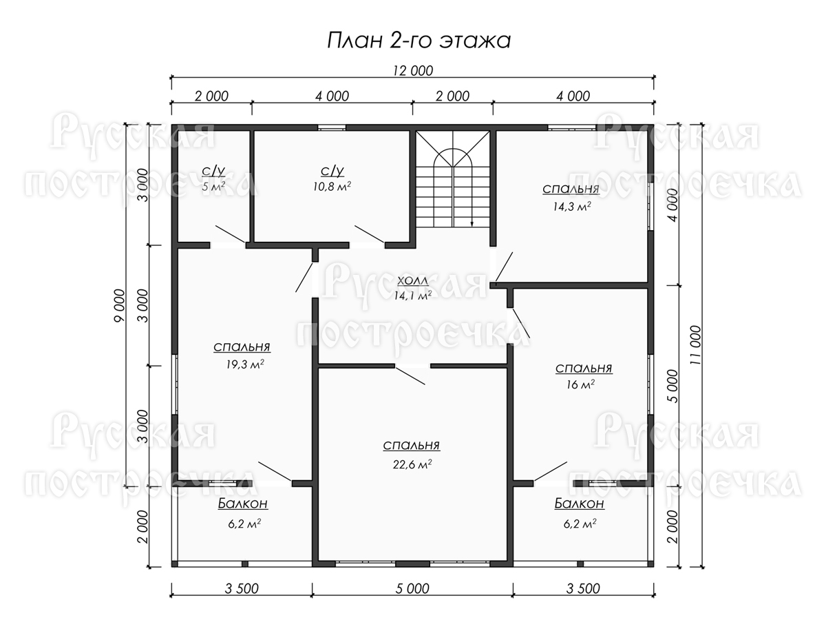 Двухэтажный каркасный дом 12х11 с террасой и балконом, Проект КД-151 - цены, строительство в Москве и Санкт-Петербурге  - вид 4