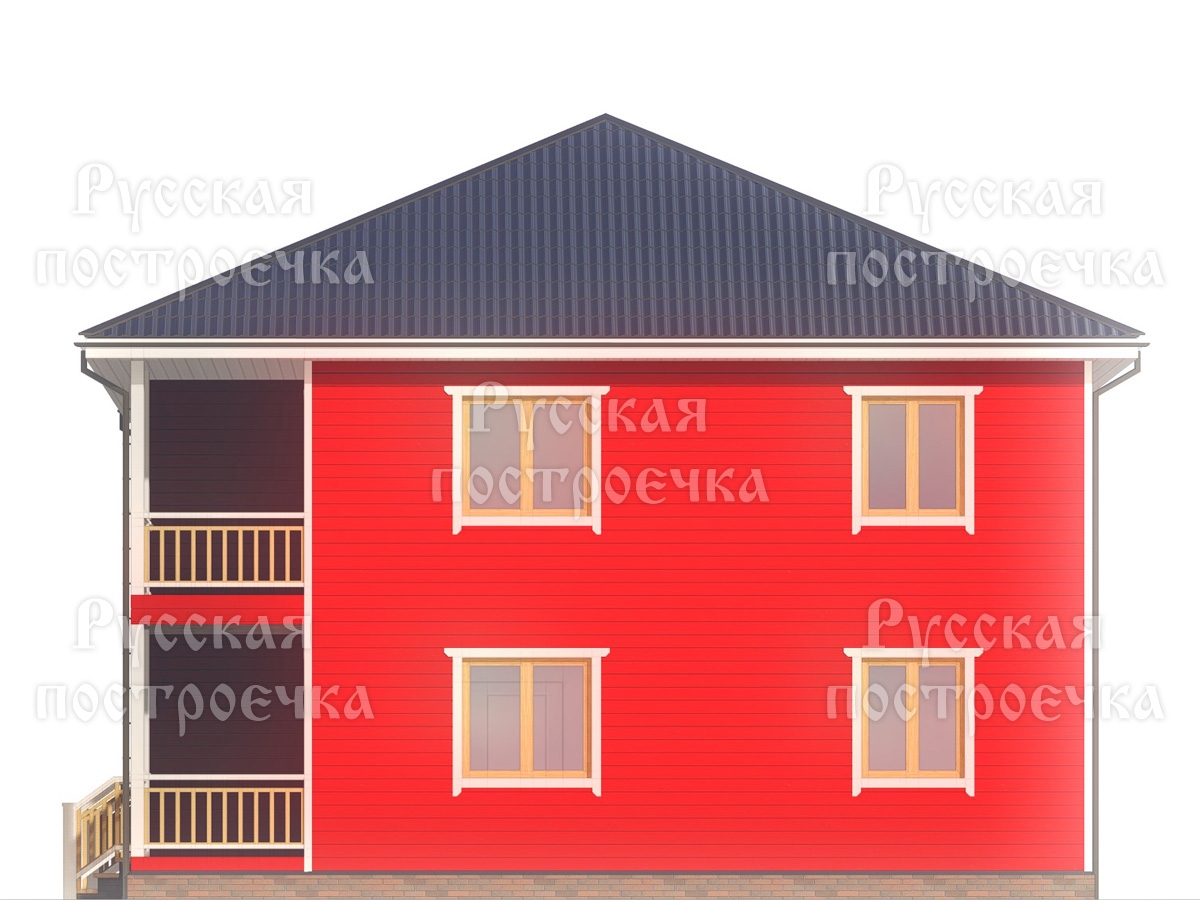 Двухэтажный каркасный дом 12х11 с террасой и балконом, Проект КД-151 - цены, строительство в Москве и Санкт-Петербурге  - вид 6