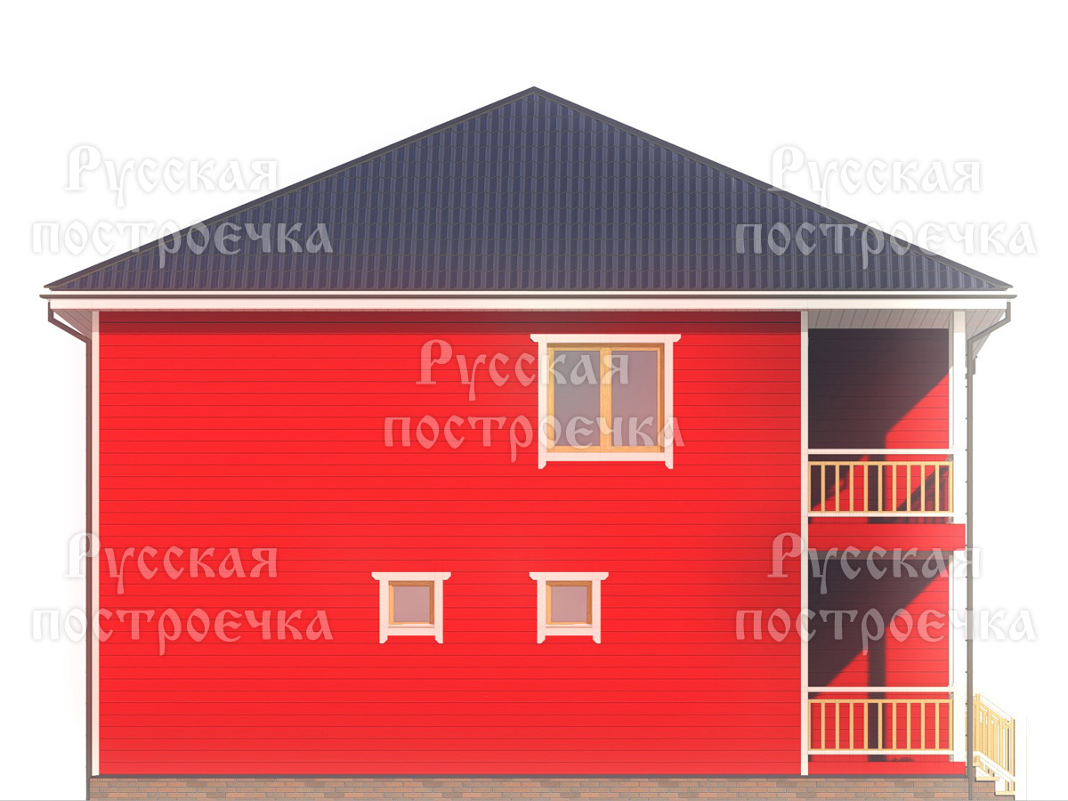 Двухэтажный каркасный дом 12х11 с террасой и балконом, Проект КД-151 - цены, строительство в Москве и Санкт-Петербурге  - вид 8