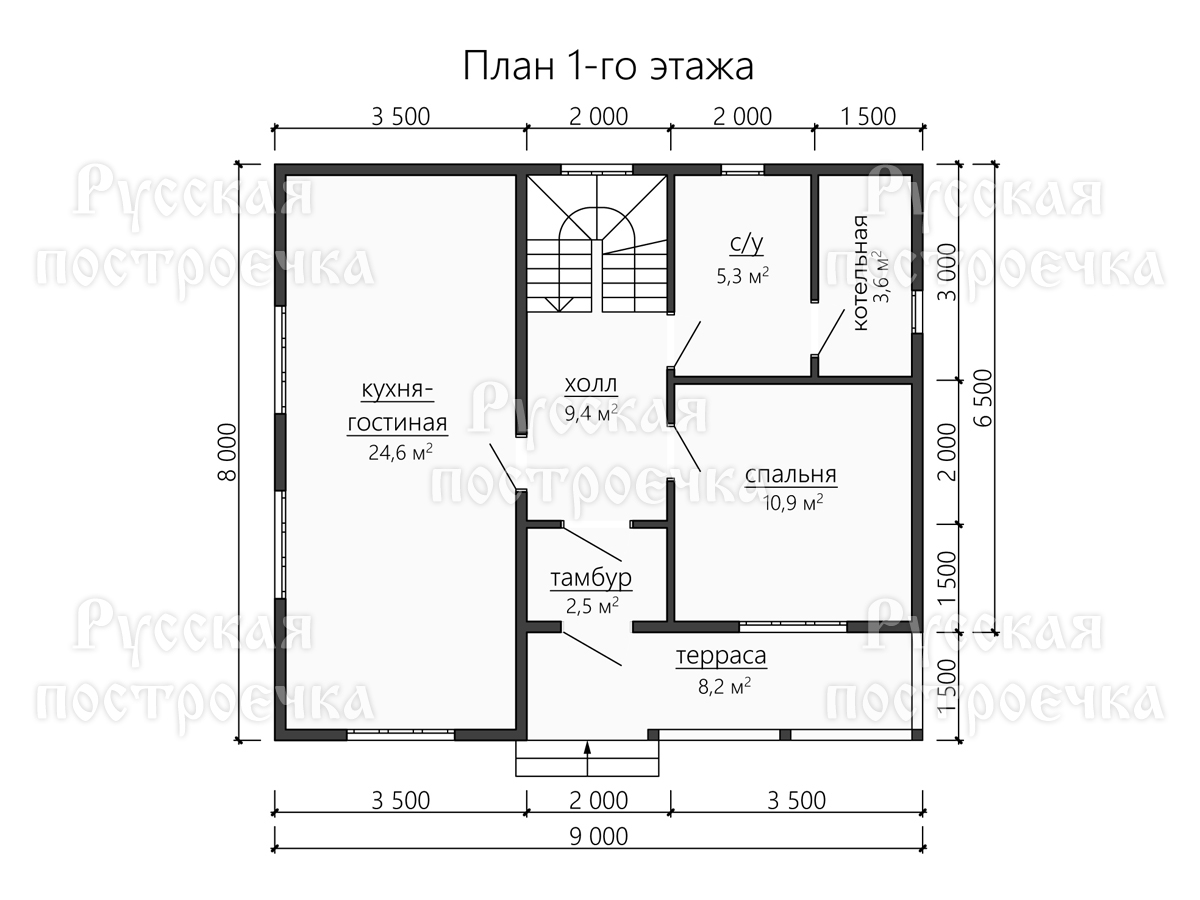 Двухэтажный каркасный дом 9х8 с террасой и балконом, Проект КД-117 - цены, строительство под ключ - вид 3